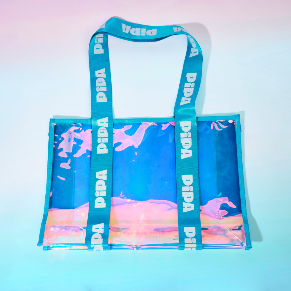 Pipa Jelly Tote iridescent lightweight spacious tween carry-all bag with bold straps