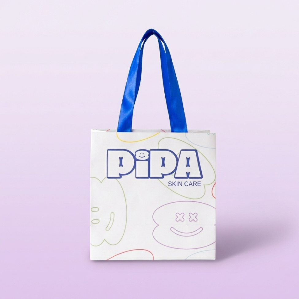 Pipa Gift Bag with ribbon handles, paper gift bag only, no skincare products included