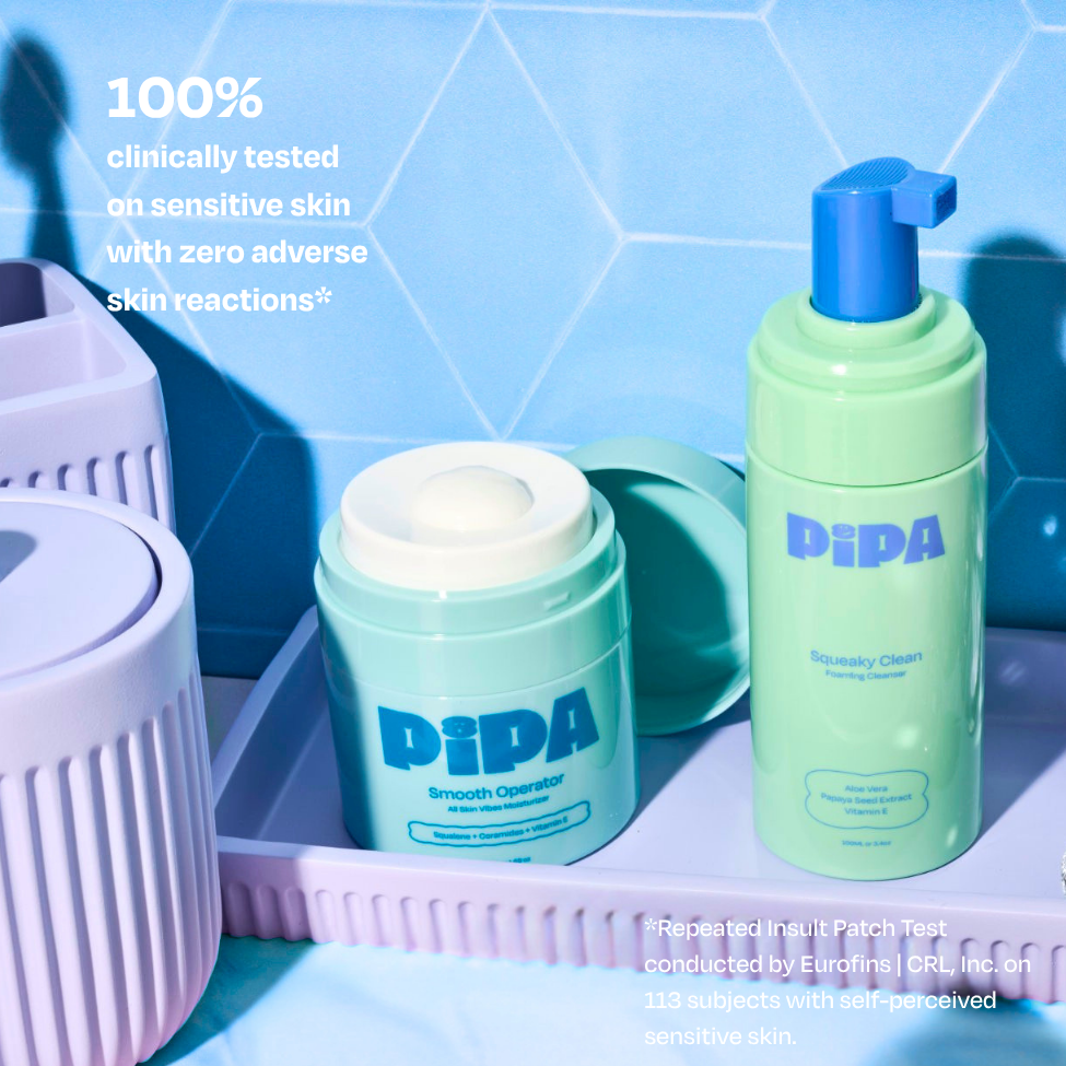 Skin Crush Bundle featuring Squeaky Clean cleanser, Smooth Operator moisturizer, and Pipa Claw Clip for tween skincare routine